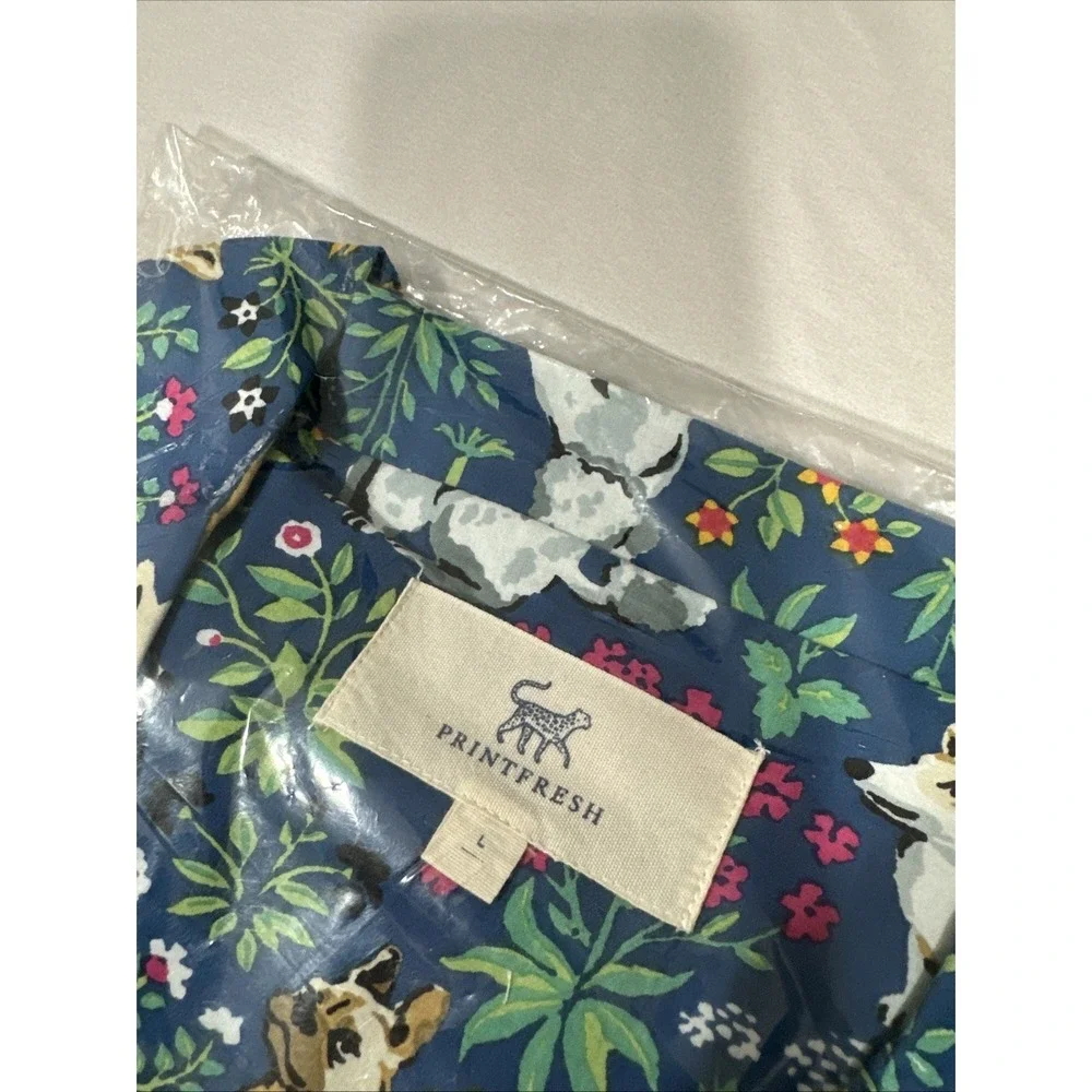 NWT $168 Printfresh [ Large ]‎ 100% Organic Cotton Long PJ Set Love Dogs U1885